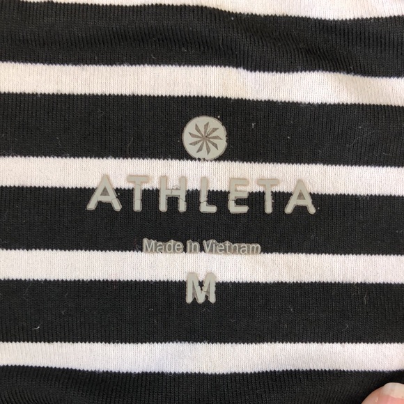 Like new! - ATHLETA Black/White Stripe Crop Leggings - Picture 2 of 6